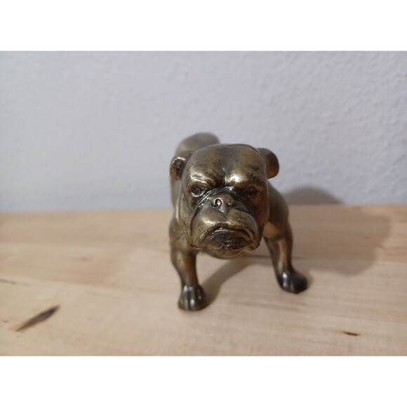BRASS BULLDOG STATUE YALE UNIVERSITY  Vintage Dog Paperweight  Decorative Art - Picture 4 of 11